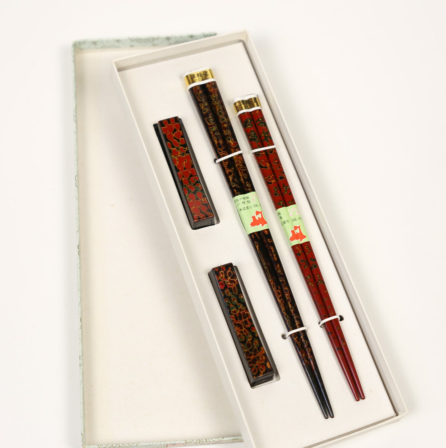 Tsugaru Nuri Lacquerware Couples Chopsticks & Rests Set