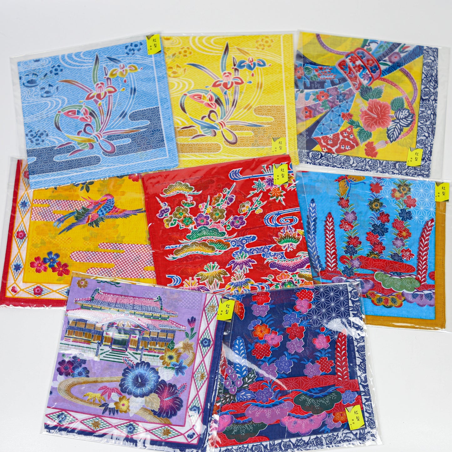 Okinawan Bingata Pattern Cotton Handkerchief